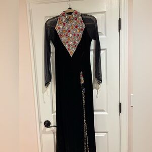 Moda International Black and Multicolor Long Sleeve Tango Dress